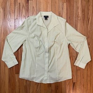 LANE BRYANT - Green & White Stripe Button-down